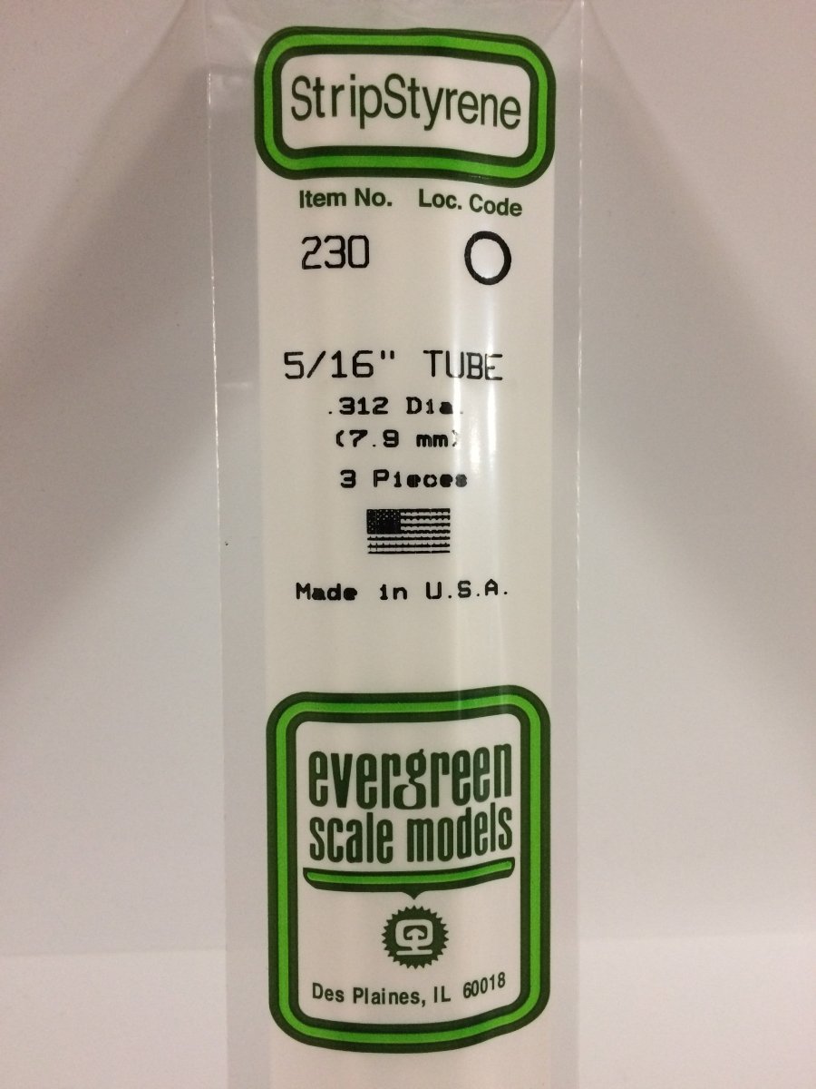 Evergreen 230 .312" (7.9mm) OD White Polystyrene Tubing (3 pcs) - Oakville Model Trains Depot