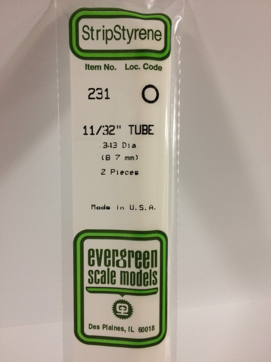 Evergreen 231 .344" (8.3mm) OD Opaque White Polystyrene Tubing (2 pcs) - Oakville Model Trains Depot