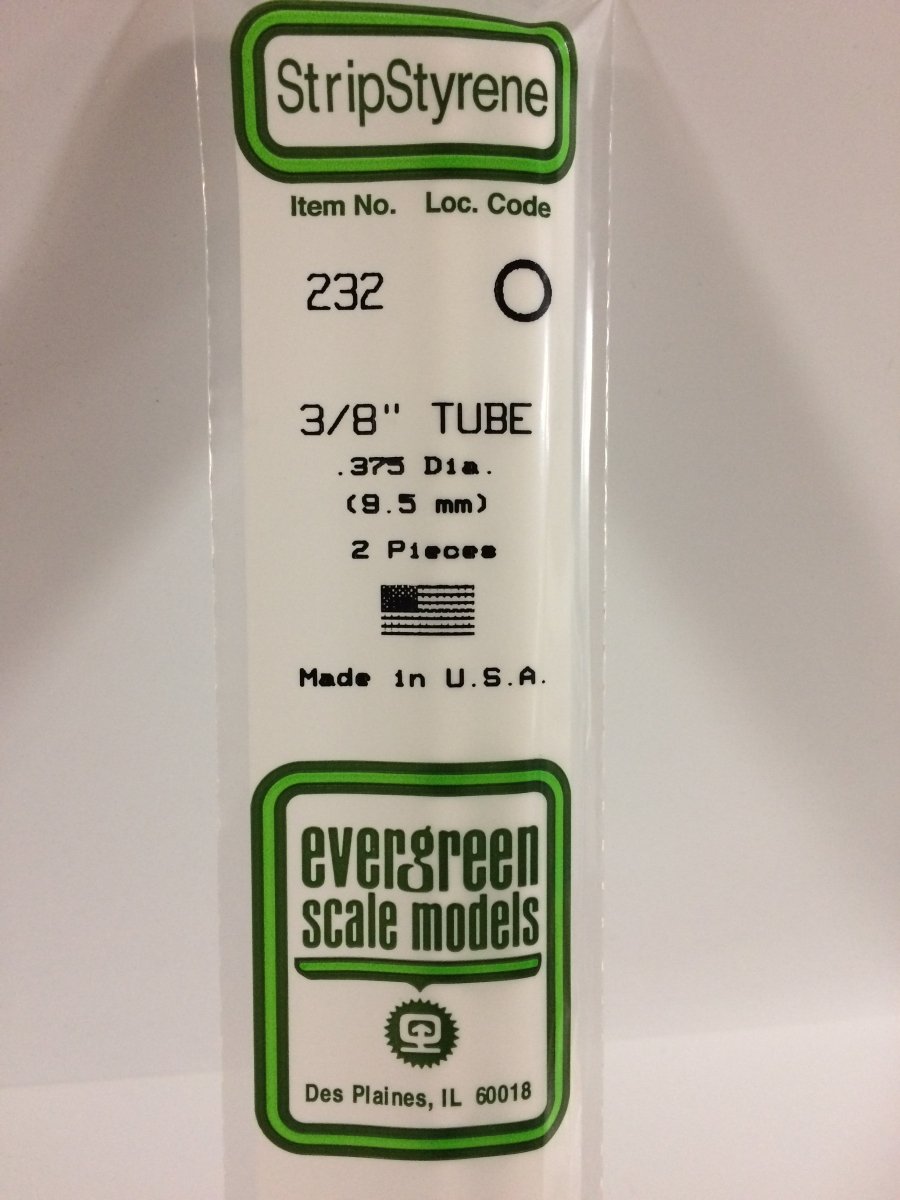 Evergreen 232 .375" (9.5mm) OD Opaque White Polystyrene Tubing (2 pcs) - Oakville Model Trains Depot