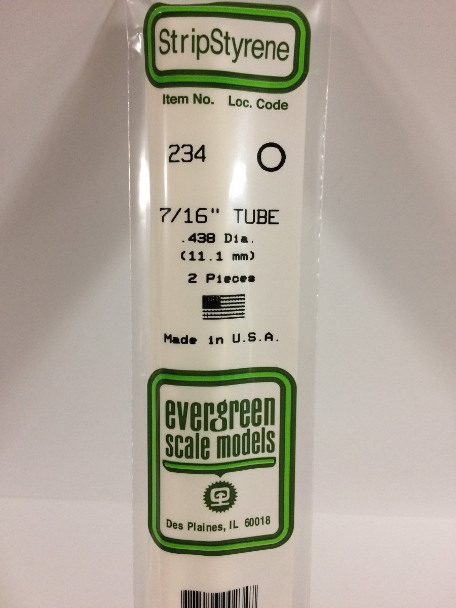 Evergreen 234 .438" (11.1mm) OD White Polystyrene Tubing (2 pcs) - Oakville Model Trains Depot