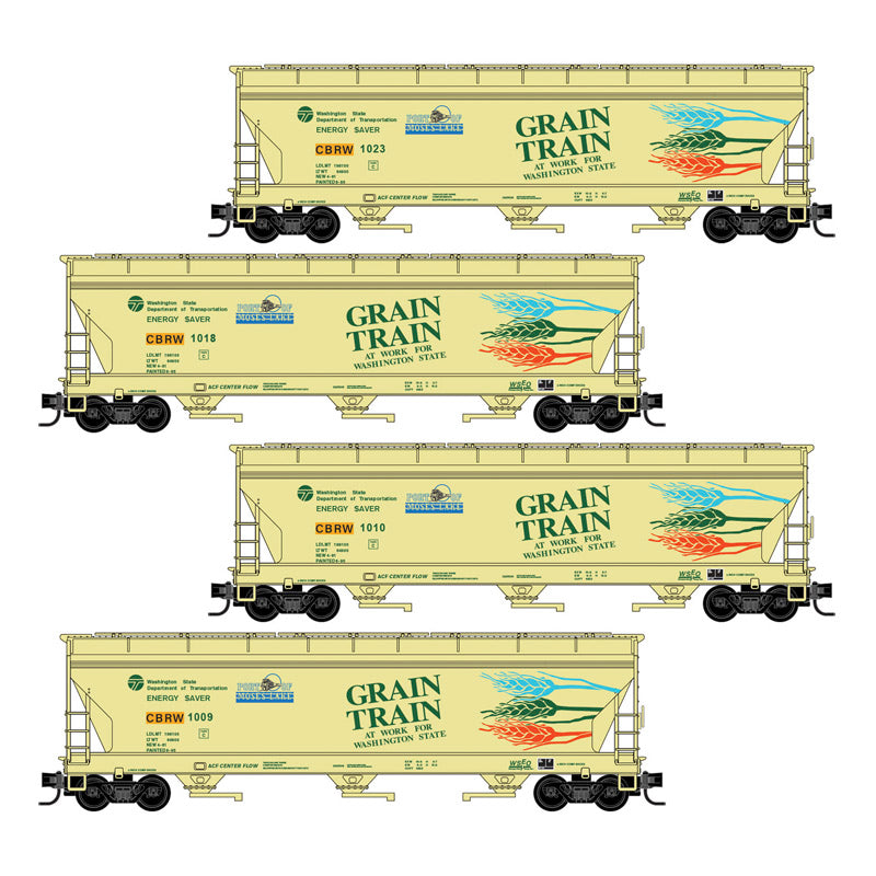 Micro-Trains 983 100 244 N scale CBRW Grain Train 4-Car Runner Pack #244 3-Bay Covered Hopper