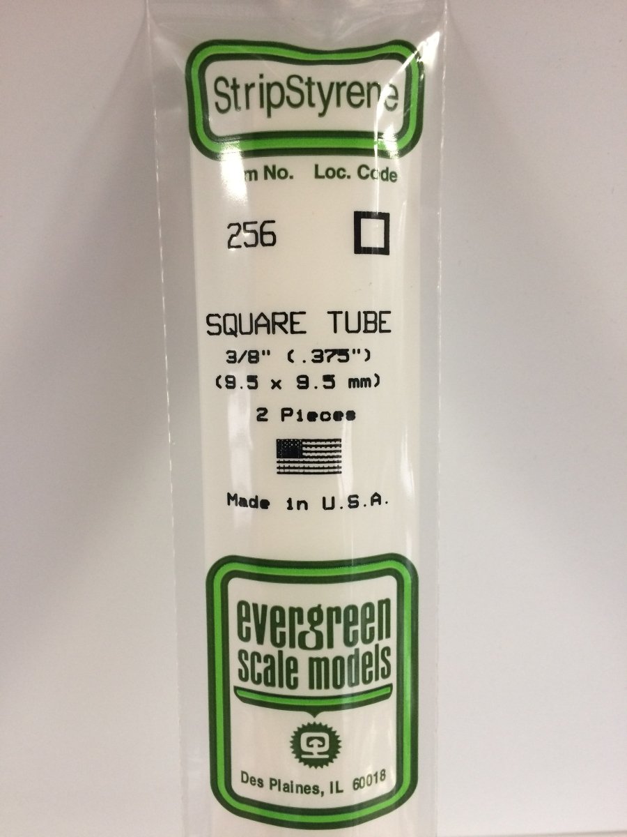 Evergreen 256 .375" (9.5mm)Opaque White Polystyrene Square Tubing (2 pcs) - Oakville Model Trains Depot