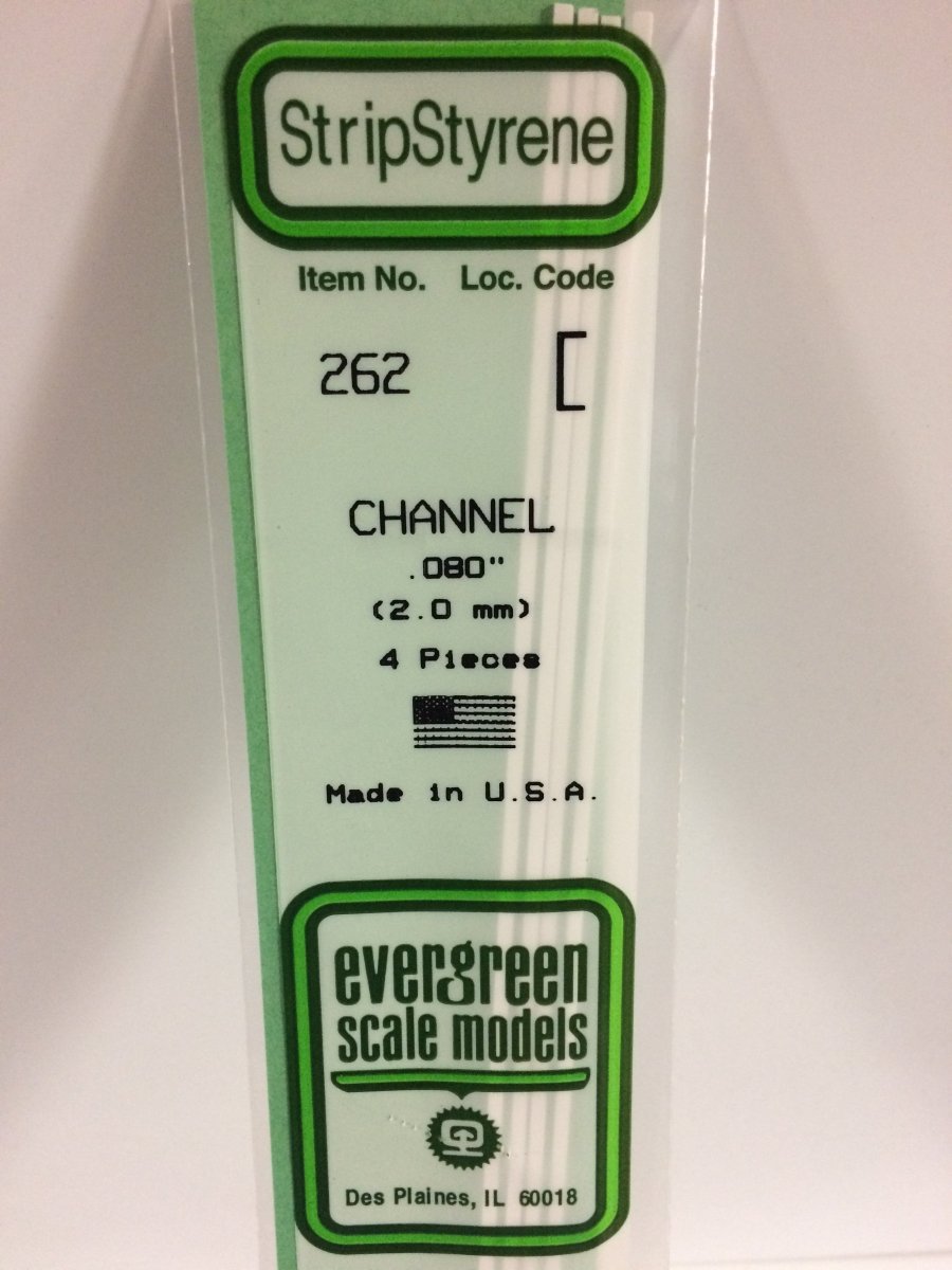 Evergreen 262 .080" (2.0mm) Opaque White Polystyrene Channel (4 pcs) - Oakville Model Trains Depot