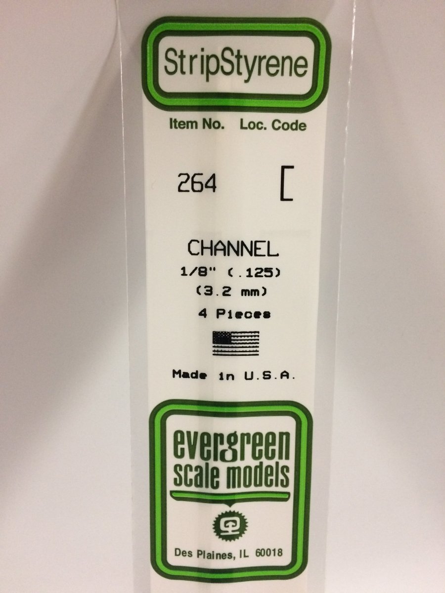 Evergreen 264 .125" (3.2mm) Opaque White Polystyrene Channel (4 pcs) - Oakville Model Trains Depot