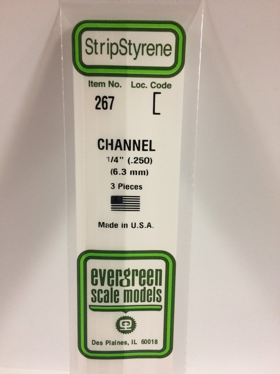 Evergreen 267 .250" (6.3mm) Opaque White Polystyrene Channel (3 pcs) - Oakville Model Trains Depot
