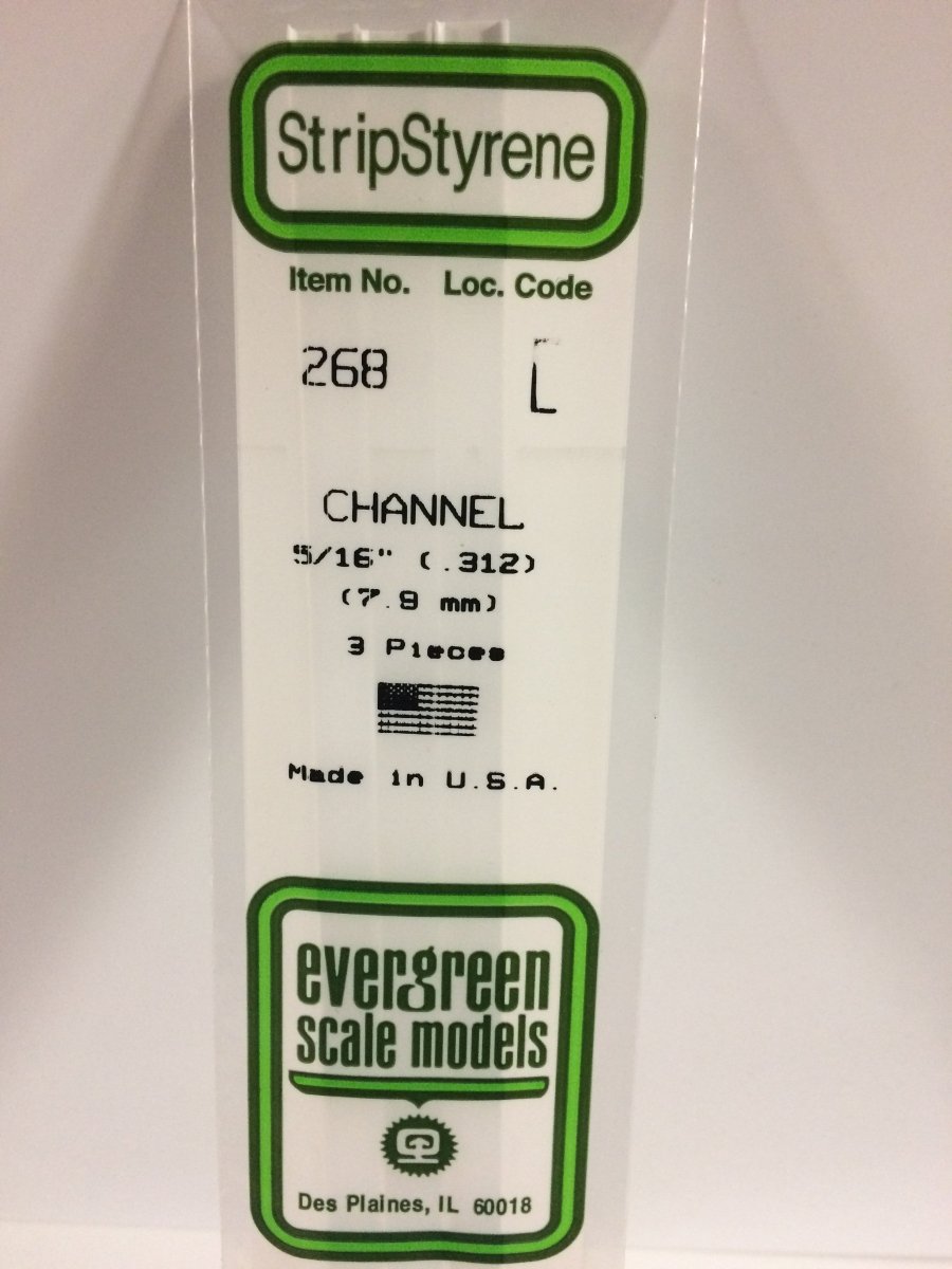 Evergreen 268 .312" (7.9mm) Opaque White Polystyrene Channel (3 pcs) - Oakville Model Trains Depot