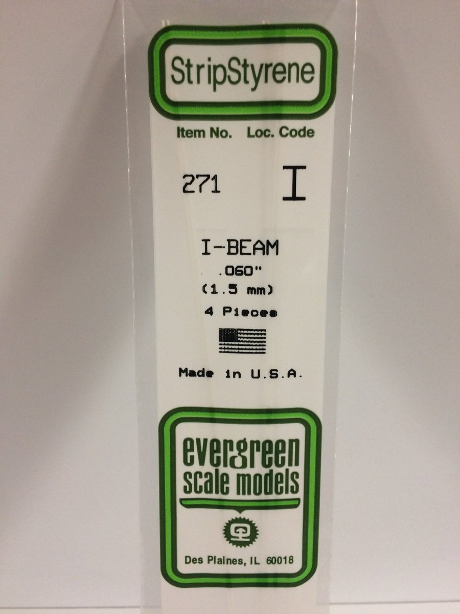 Evergreen 271 060" (1.5mm) Opaque White Polystyrene I - Beam (4 pcs) - Oakville Model Trains Depot