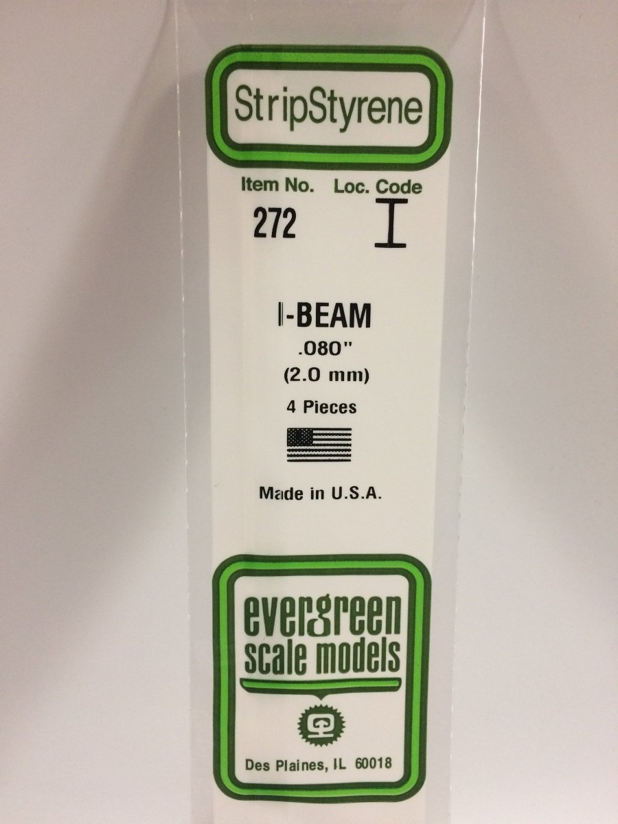 Evergreen 272 080" (2.0mm) Opaque White Polystyrene I - Beam (4 pcs) - Oakville Model Trains Depot