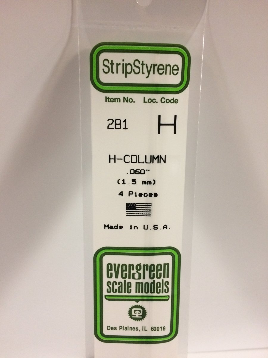 Evergreen 281 .060" (1.5mm) Opaque White Polystyrene H - Column (4 pcs) - Oakville Model Trains Depot
