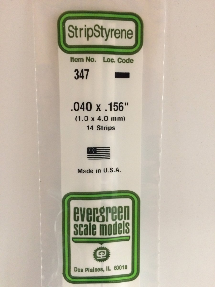 Evergreen 347 .040" X .156" X 24" Opaque White Polystyrene Strip - Oakville Model Trains Depot