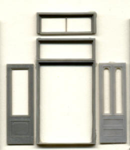 Grandt Line 3627 O Scale Double Storefront Door w/Rectangular Window & Optional Second Transom, 65"x12' - pkg(1)