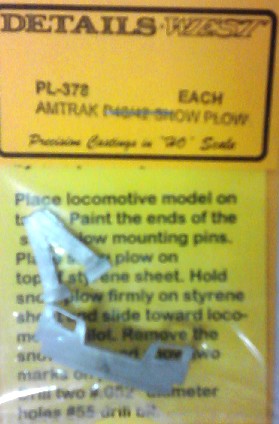 Details West 378 HO Scale Amtrak P40/P42 Snow Plow Pilot w/ Separate MU Doors