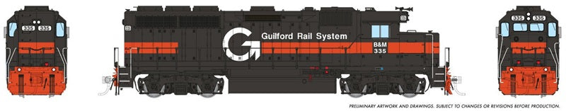 Rapido HO EMD GP40 Guilford B&M #335 DCC Sound
