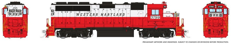 Rapido HO EMD GP40 Western Maryland #3799 Circus DCC Sound