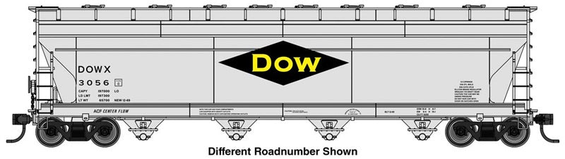 Walthers Mainline 49236 HO Scale ACF 5250 4-Bay Centerflow Covered Hopper, Dow Chemical DOWX #3059