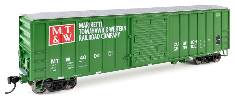 Walthers Mainline 3820 HO Scale ACF 50ft Exterior-Post Boxcar, Marinette, Tomahawk & Western #4004