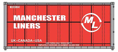 Walthers SceneMaster 8656 HO Scale 20' Container Manchester Liners