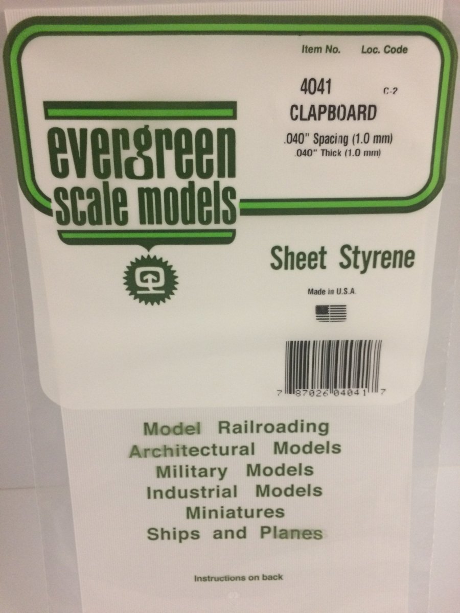 Evergreen 4041 .040" Opaque White Polystyrene Clapboard Siding - Oakville Model Trains Depot