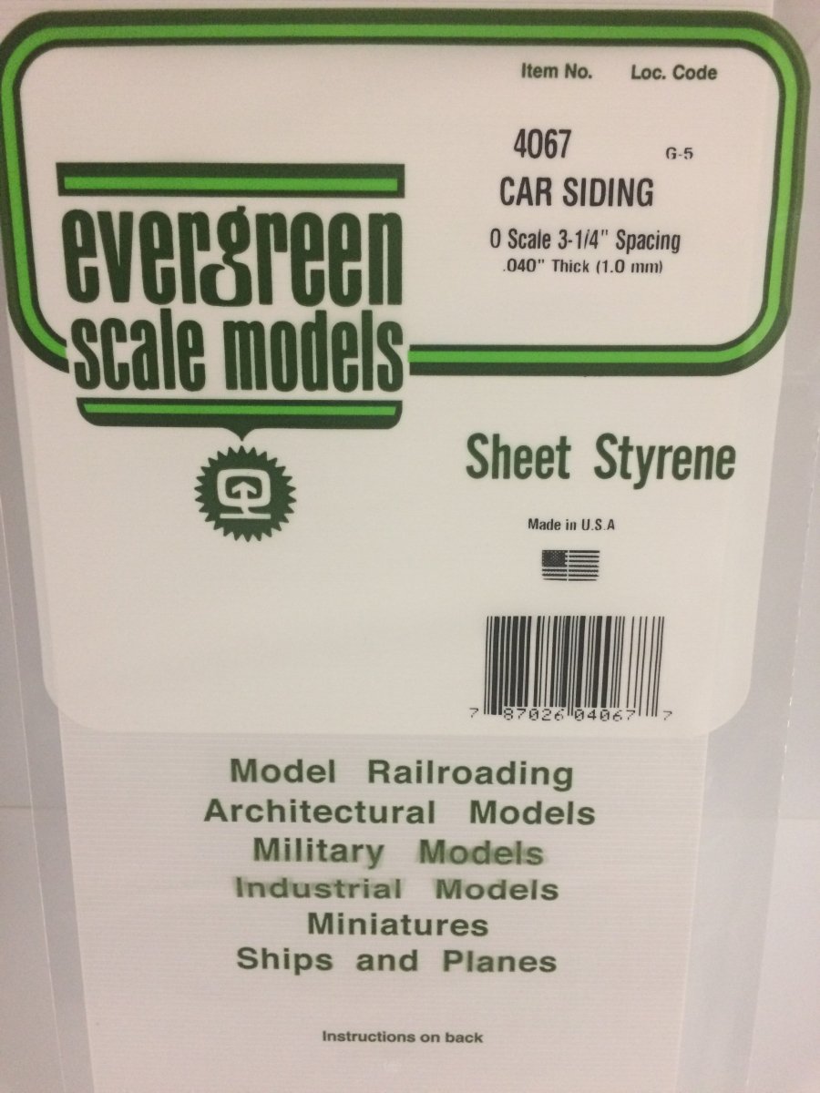 Evergreen 4067 .067" Opaque White Polystyrene O Scale Freight Car Siding - Oakville Model Trains Depot