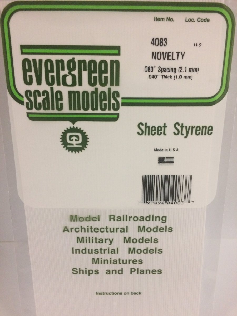 Evergreen 4083 .083" Opaque White Polystyrene Novelty Siding - Oakville Model Trains Depot