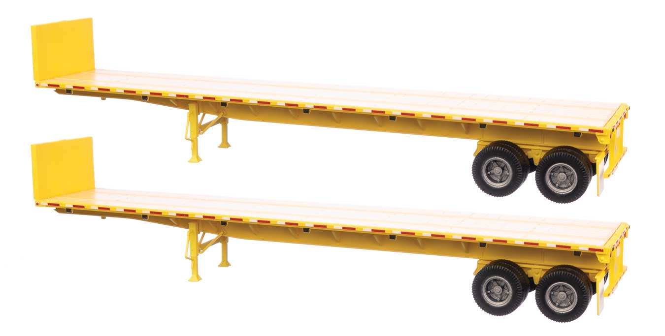 Walthers SceneMaster 2702 HO Scale 40' Flatbed Trailer (2-Pack) Yellow