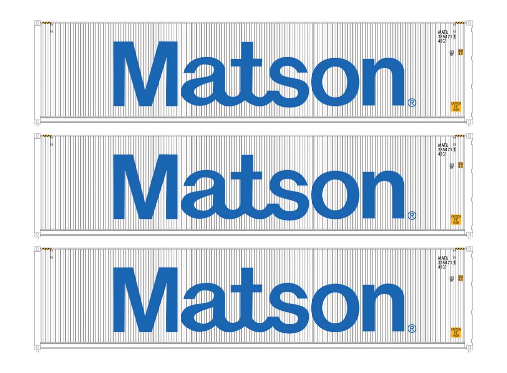 Walthers SceneMaster 18253 HO Scale 40' Fully Corrugated Container 3-Pack Matson