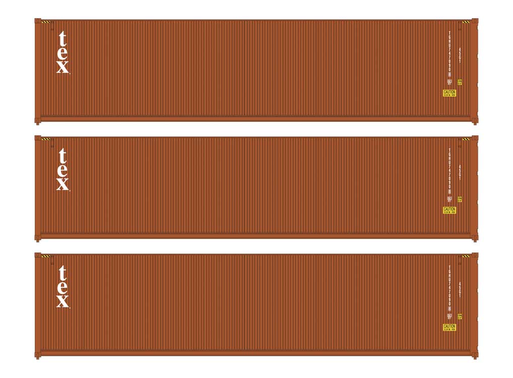 Walthers SceneMaster 18255 HO Scale 40' Fully Corrugated Container 3-Pack TEX