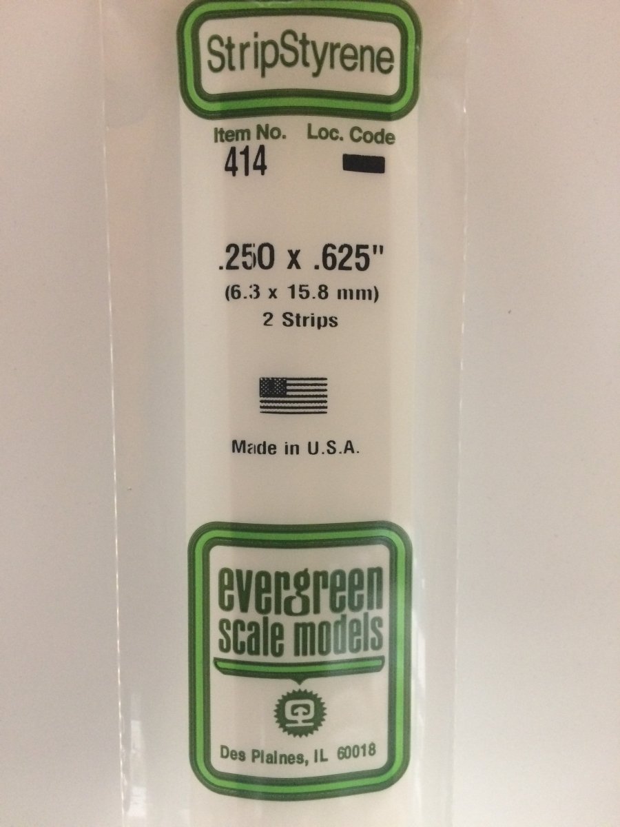 Evergreen 414 .250" X .625" X 24" Opaque White Polystyrene Strip - Oakville Model Trains Depot