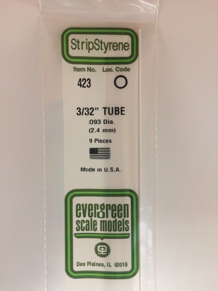 Evergreen 423 .093" (2.4mm) OD X 24" (60cm) Opaque White Polystyrene Tubing - Oakville Model Trains Depot