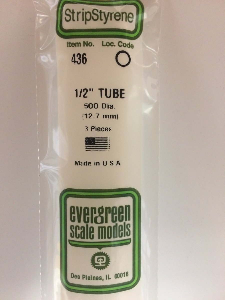 Evergreen 436 .500" (12.7mm) OD X 24" (60cm) Opaque White Polystyrene Tubing - Oakville Model Trains Depot