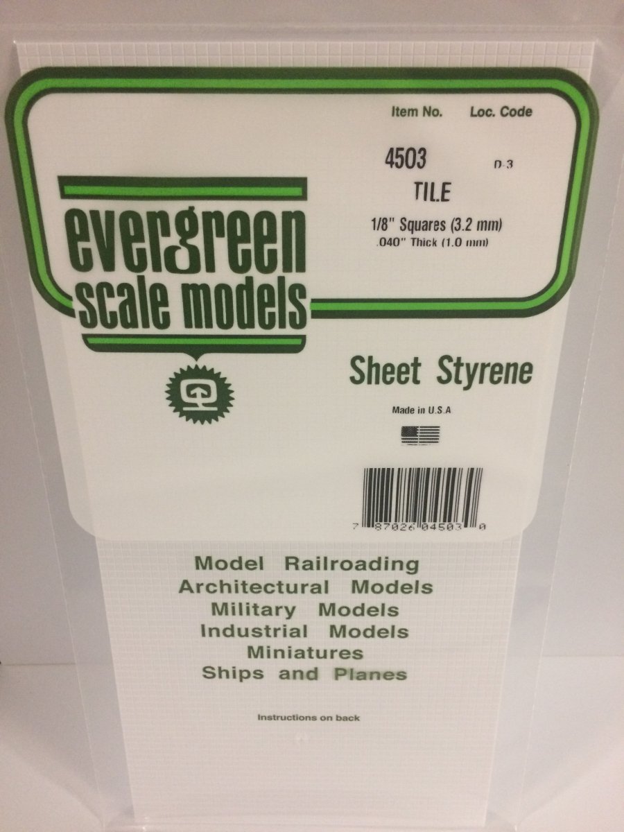 Evergreen 4503 1/8" X 1/8" Opaque White Polystyrene Square Tile - Oakville Model Trains Depot