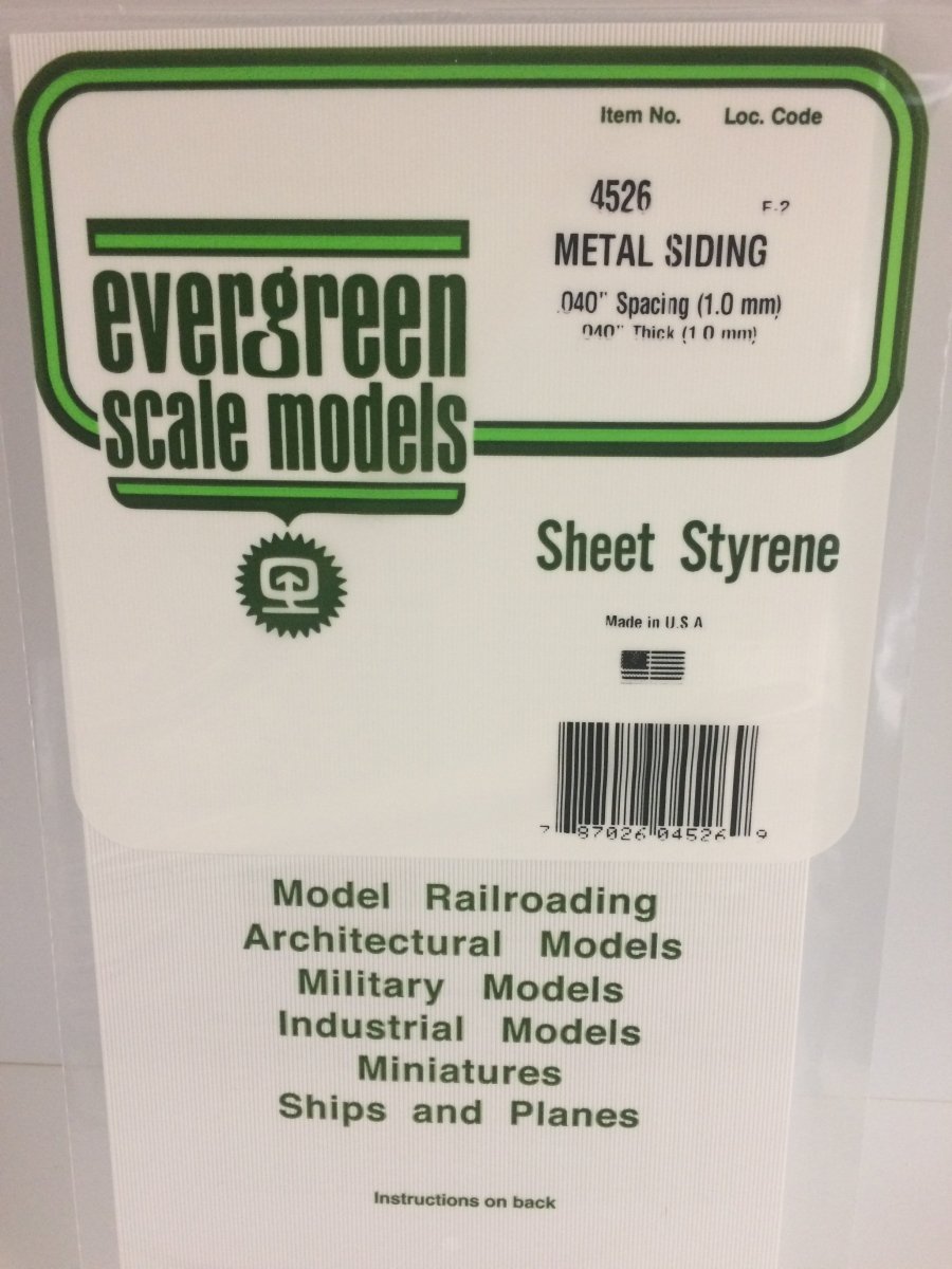 Evergreen 4526 .040" Opaque White Polystyrene Corrugated Siding - Oakville Model Trains Depot