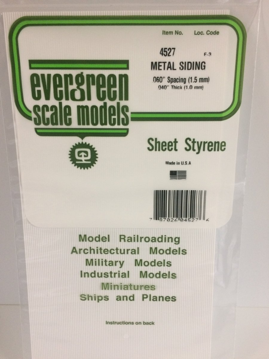 Evergreen 4527 .060" Opaque White Polystyrene Corrugated Siding - Oakville Model Trains Depot