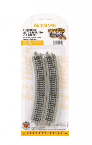 Bachmann 44849 N Scale E-Z Track Auto-Reversing 11.25" Radius Curved Track - 6pcs