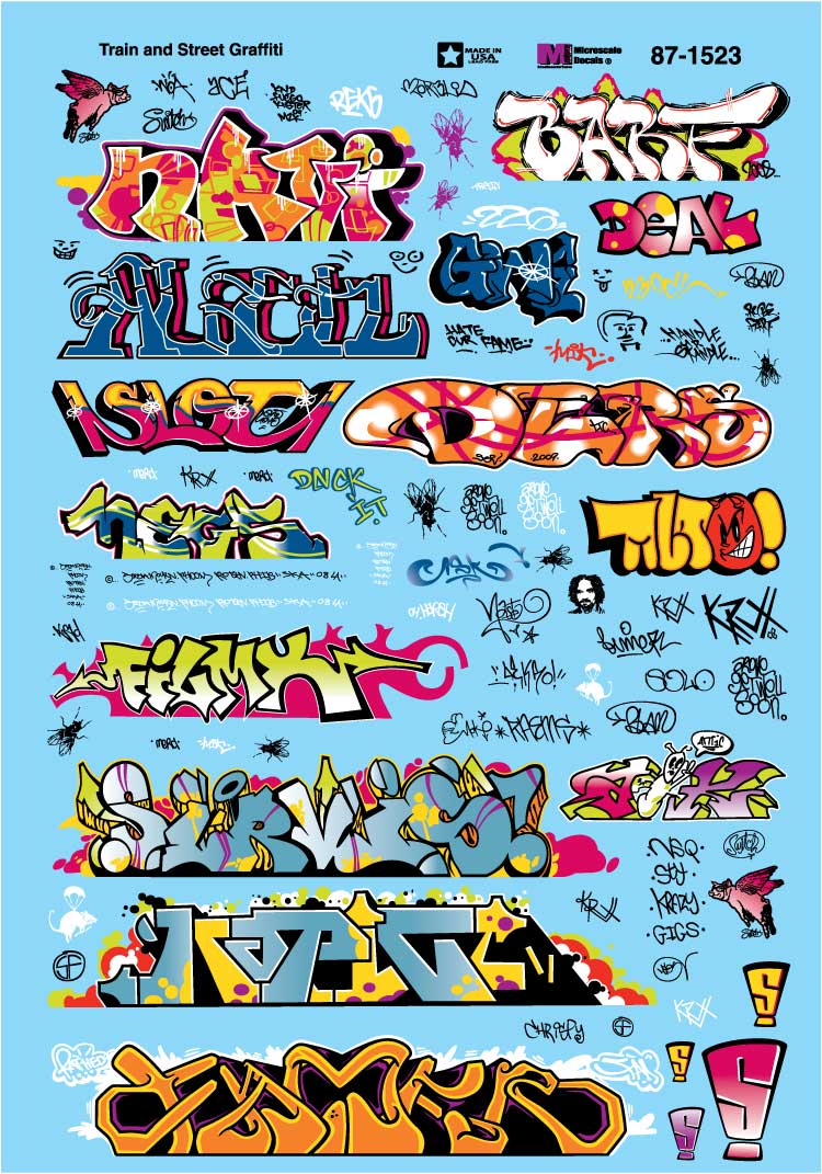 Microscale 60 - 1523 N Scale Modern Graffiti for N Scale Railroads Waterslide Decals - Oakville Model Trains Depot