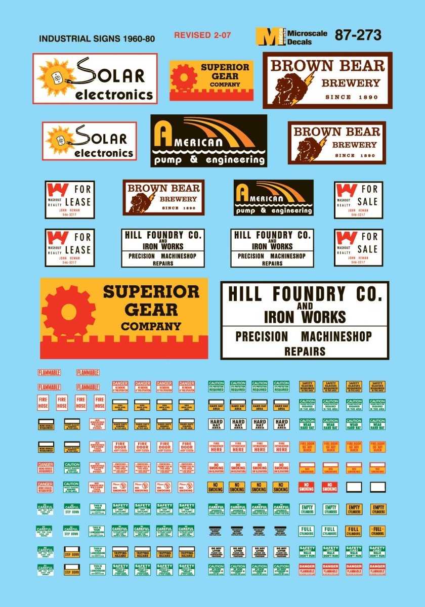 Microscale 60 - 273 N Scale Structure Signs - Industrial Waterslide Decals - Oakville Model Trains Depot