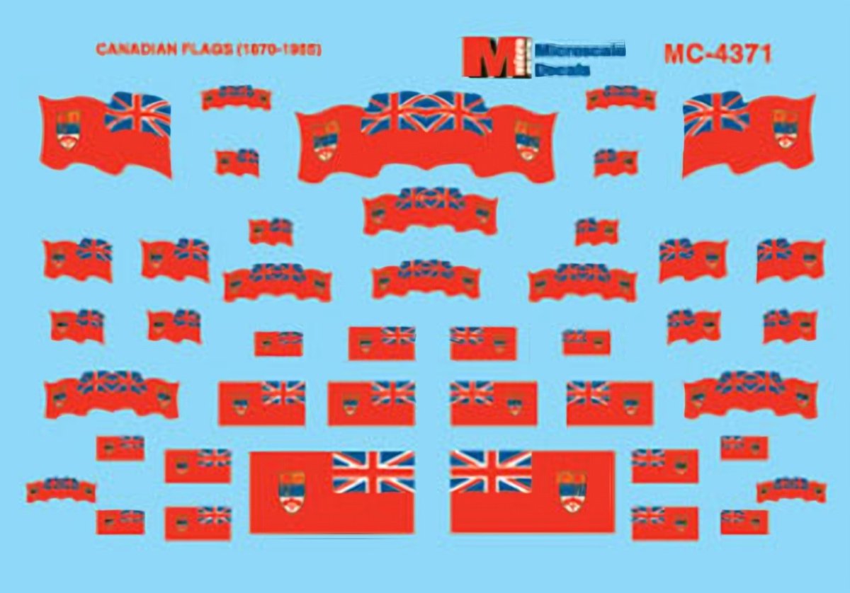 Microscale 60 - 4371 N Scale Canadian Flag 1870 - 1965 Waterslide Decals - Oakville Model Trains Depot