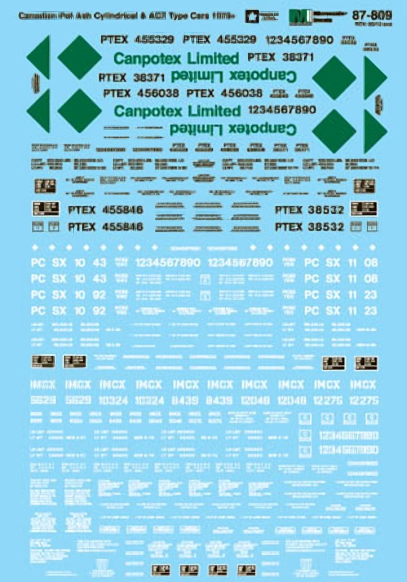 Microscale 60 - 809 N Scale Canadian Potash Hopper Cars Waterslide Decals - Oakville Model Trains Depot