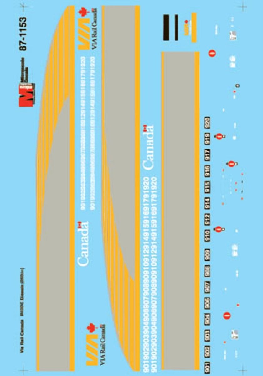Microscale 87 - 1153 HO Scale Via Rail Canada P42 Diesels (2001+) Waterslide Decals - Oakville Model Trains Depot