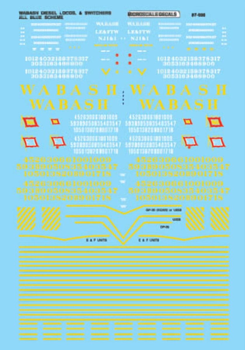 Microscale 87 - 698 HO Scale Wabash Diesels & Switchers (1960 - 1964) Waterslide Decals - Oakville Model Trains Depot
