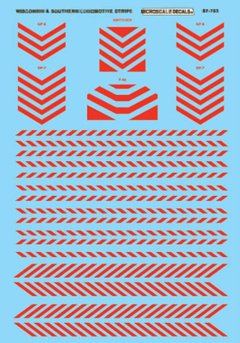 Microscale 87 - 763 HO Scale Wisconsin & Southern (W&S) Diesel Stripes (1985+) Waterslide Decals - Oakville Model Trains Depot