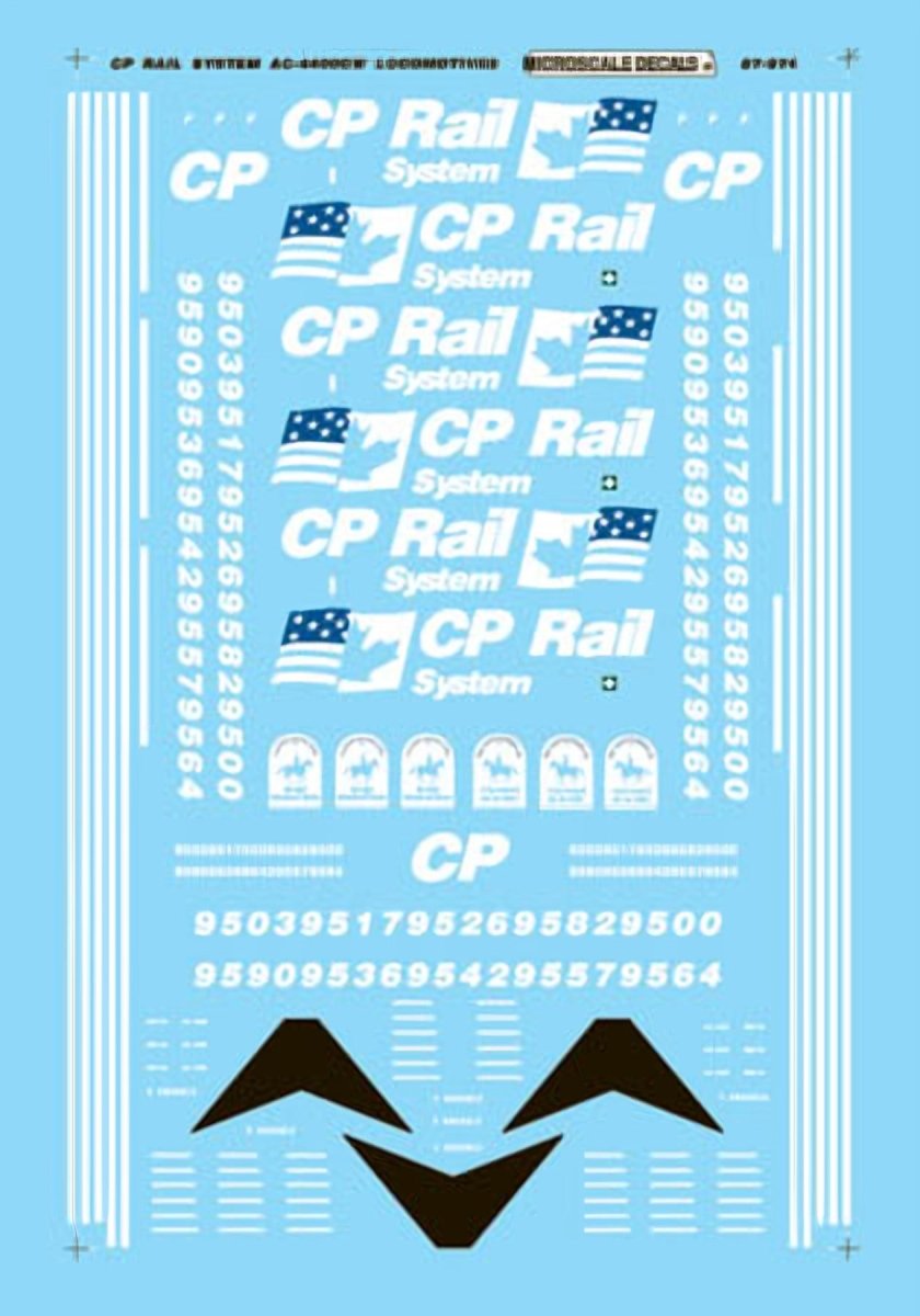 Microscale 87 - 974 HO Scale Canadian Pacific AC4400CW Diesels - Two Flags Scheme (1995 - 1997) Waterslide Decals - Oakville Model Trains Depot