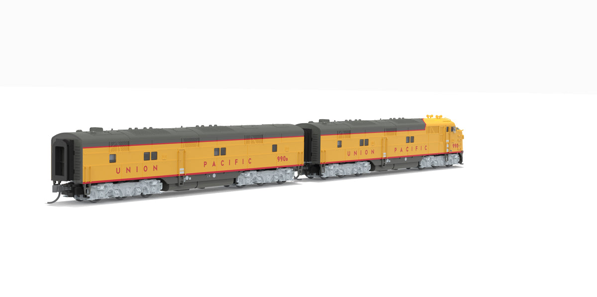 Broadway Limited Imports 10239 N EMD E7 A/B Set, UP 990 / 990B, Yellow & Gray, 1960's Appearance, A-unit No-Sound / DCC-Ready, Unpowered B, N - view 4