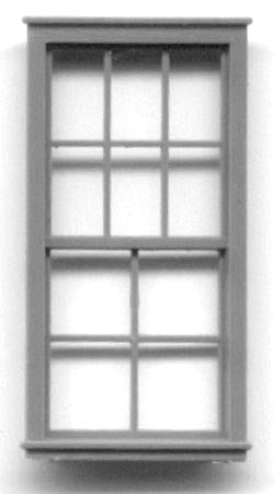 Grandt Line 5233 HO Scale 32" x 70" Double Hung Window - 6/4 Pane - pkg(8)
