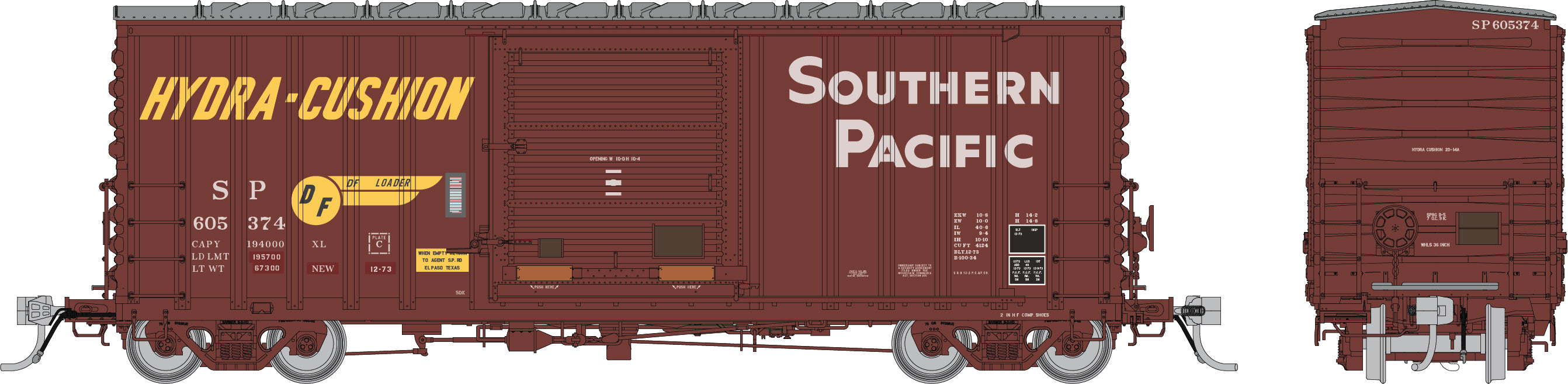 Rapido HO PC&F B-100-34 Boxcar: Southern Pacific - 1980s Fade: 3-Pack