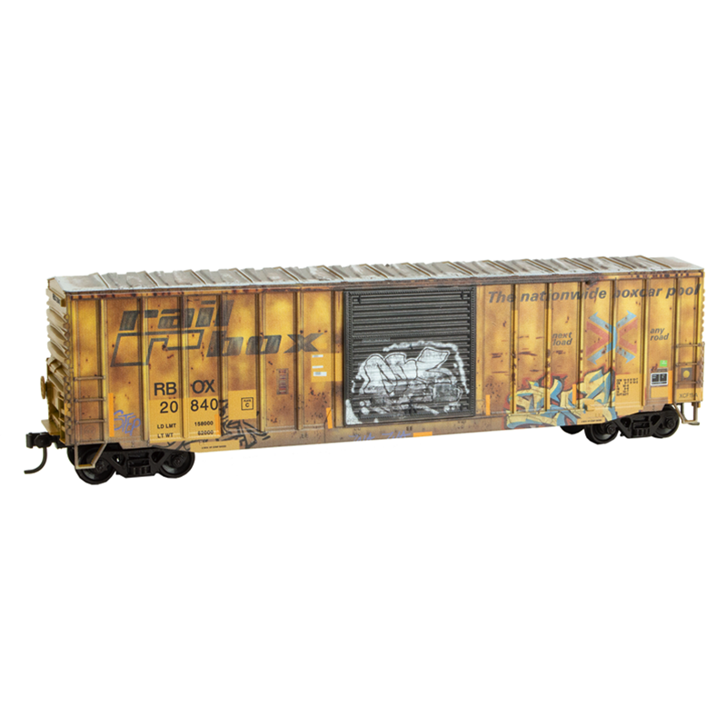 Micro-Trains 5600 10009 HO scale Railbox "Stars & Stripes" Graffiti 50' Exterior Post Box Car Kit — side A