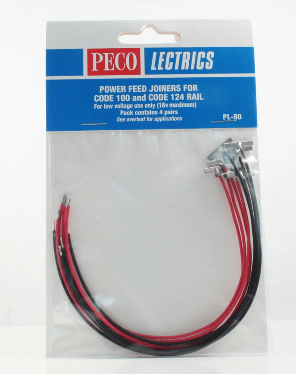 PECO PL - 80 Power Feed Joiners for Code 100 & Code 124 Rail (Pack of 8) - Oakville Model Trains Depot