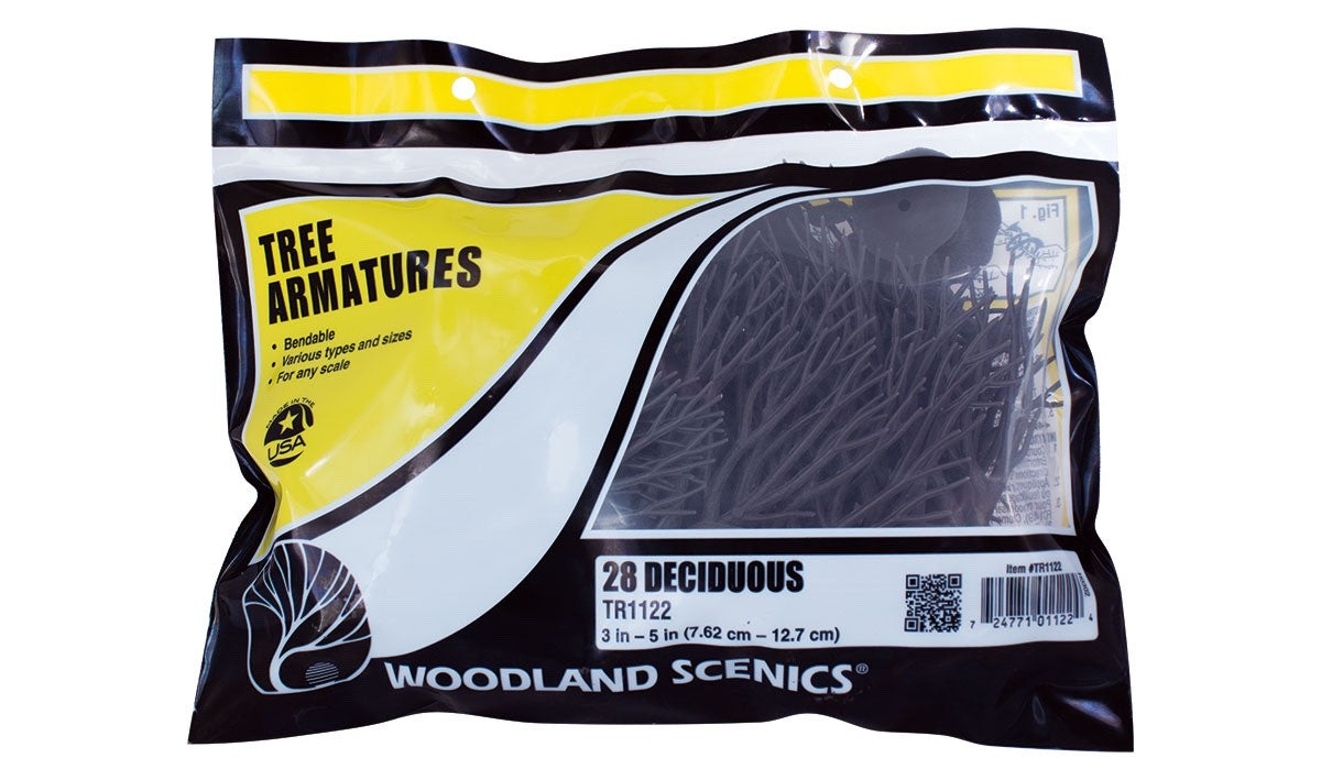 Woodland Scenics 1122 Deciduous Tree Armatures 3" - 5" in Height 28pcs - New