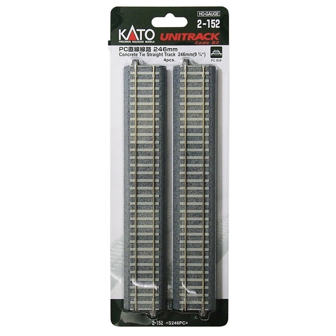 KATO 2 - 152 HO Scale Unitrack 246mm (9 - 3/4") Concrete Tie Straight Track - 4 - Pack - Oakville Model Trains Depot