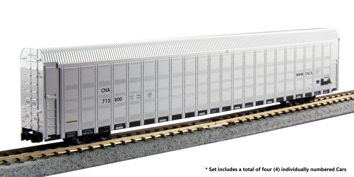 KATO 106 - 5509 N Scale TTGX Autorack Canadian National Aluminum - 4 - Pack - Oakville Model Trains Depot